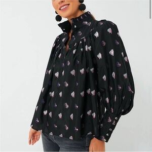 Tuckernuck Black and Blurred Dot Fil Coupe Corrigan Blouse